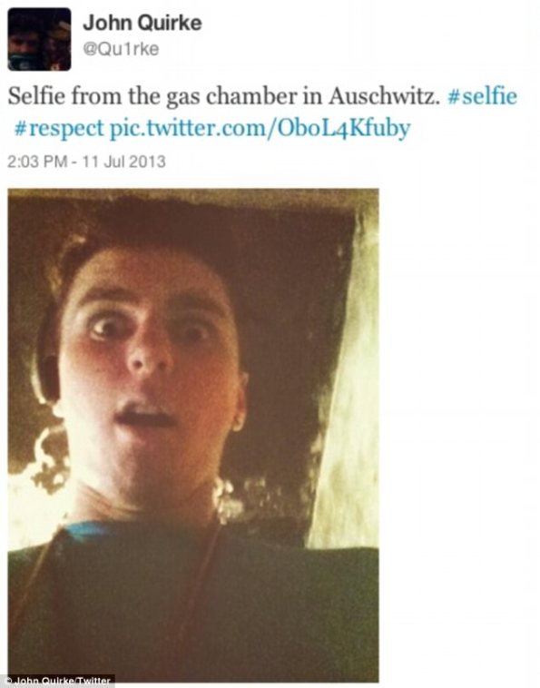 Auschwitz gas chamber selfie